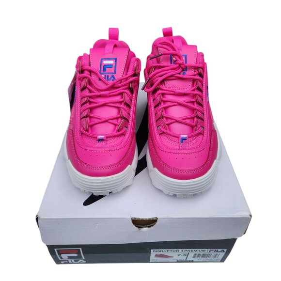 FILA Women's Disruptor II Premium Hot Pink White Sneakers 5XM00817-956 Size 7.5 - Picture 2 of 11